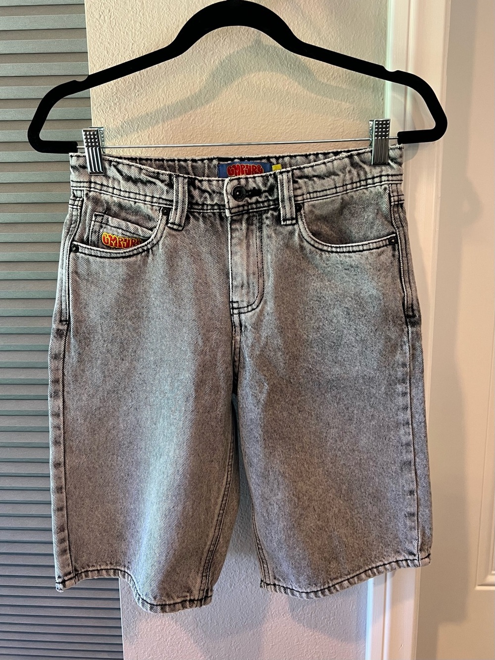 Empyre Kids Loose Fit Scramble Gray Denim Skate Shorts